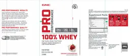 Label for 100% Whey Creamy Strawberry