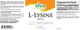 Label for L-Lysine 1000 mg