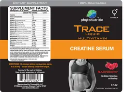 Label for Trace Liquid Multivitamin Creatine Serum Raspberry