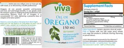 Label for Oil of Oregano 150 mg 10:1 Extract
