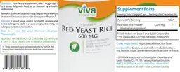 Label for Red Yeast Rice 600 mg