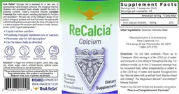 Label for ReCalcia Calcium