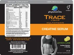 Label for Trace Liquid Multivitamin Creatine Serum Lemon Lime