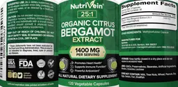 Label for Organic Citrus Bergamot Extract 1400 mg