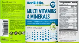 Label for Multi Vitamins & Minerals