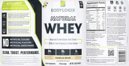 Label for Natural Whey Vanilla Bean