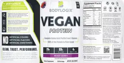 Label for Vegan Protein Mixed Berry