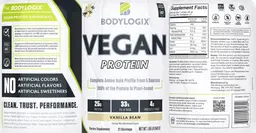Label for Vegan Protein Vanilla Bean 