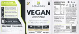 Label for Vegan Protein Vanilla Bean