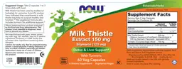 Label for Milk Thistle Extract 150 mg