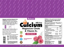 Label for Liquid Calcium Magnesium Citrate & Vitamin D3 Raspberry Flavor