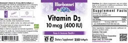 Label for Vitamin D3 10 mcg (400 IU)