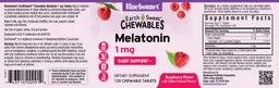 Label for Melatonin 1 mg Raspberry Flavor