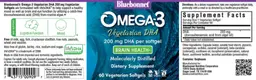 Label for Omega-3 Vegetarian DHA 200 mg