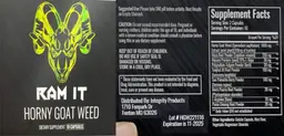 Label for Ram It Horny Goat Weed