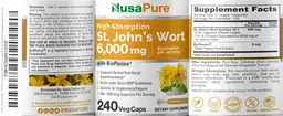 Label for St. John's Wort 6,000 mg