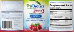 Label for Women's Probiotic + Collagen Sugar-Free Gummies Cran-Raspberrry Flavor