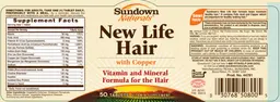 Label for New Life Hair With Copper