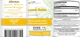 Label for Lemon Balm Extract 600 mg