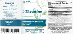 Label for L-Theanine 200 mg