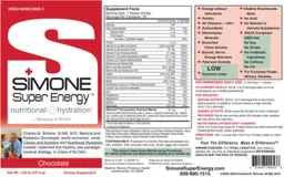 Label for Simone Super Energy Chocolate