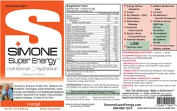 Label for Simone Super Energy Orange
