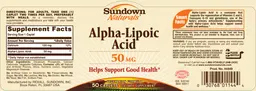 Label for Alpha-Lipoic Acid 50 mg
