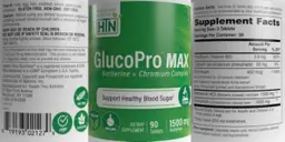 Label for GlucoPro Max 1500 mg