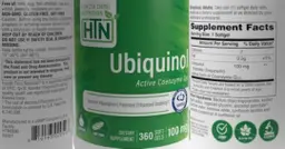 Label for Ubiquinol 100 mg