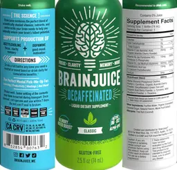 Label for BrainJuice Decaffinated Classic
