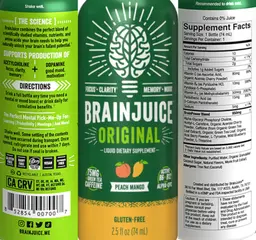 Label for BrainJuice Original Peach Mango
