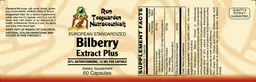 Label for European Standardized Bilberry Extract Plus