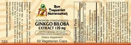 Label for European Standardized Ginkgo Biloba Extract 120 mg