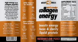 Label for AminoSculpt Collagen Energy Watermelon Punch