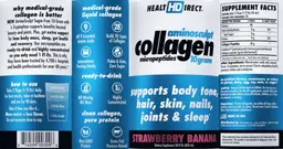 Label for AminoSculpt Collagen Micropeptides 10 Grams Strawberry Banana