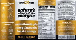 Label for Nature's Optimal Nutrition Energize Peach Mango