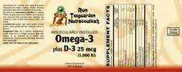 Label for Molecularly Distilled Omega-3 plus D-3 25 mcg