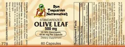 Label for Standardized Olive Leaf 500 mg