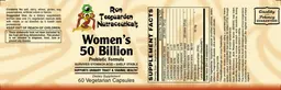 Label for Women's 50 Billion Probiotic Formula