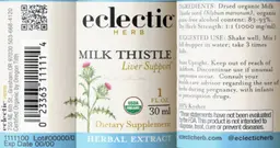 Label for Milk Thistle Extract