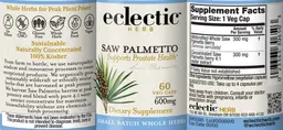 Label for Saw Palmetto 600 mg