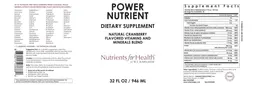 Label for Power Nutrient Natural Cranberry
