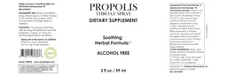 Label for Propolis Throat Spray