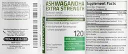 Label for Ashwagandha Extra Strength 150 mg