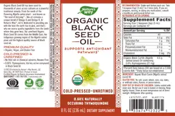 Label for Organic Black Seed Oil