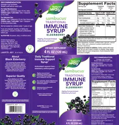 Label for Sambucus Traditional Elderberry Immune Syrup