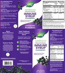 Label for Sambucus Traditional Immune Syrup Elderberry