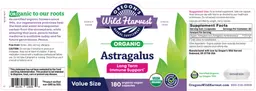 Label for Organic Astragalus