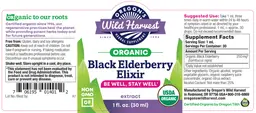 Label for Black Elderberry Elixir Extract