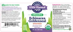 Label for Echinacea Goldenseal Alcohol-Free Extract Orange